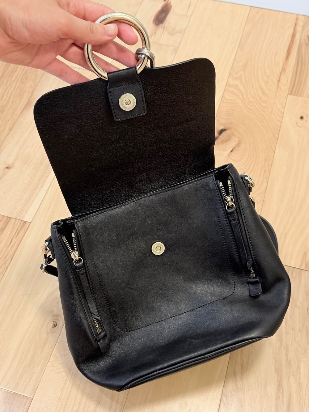 Chloe Suede Calfskin Medium Faye Backpack in Black - Picture 6 of 11